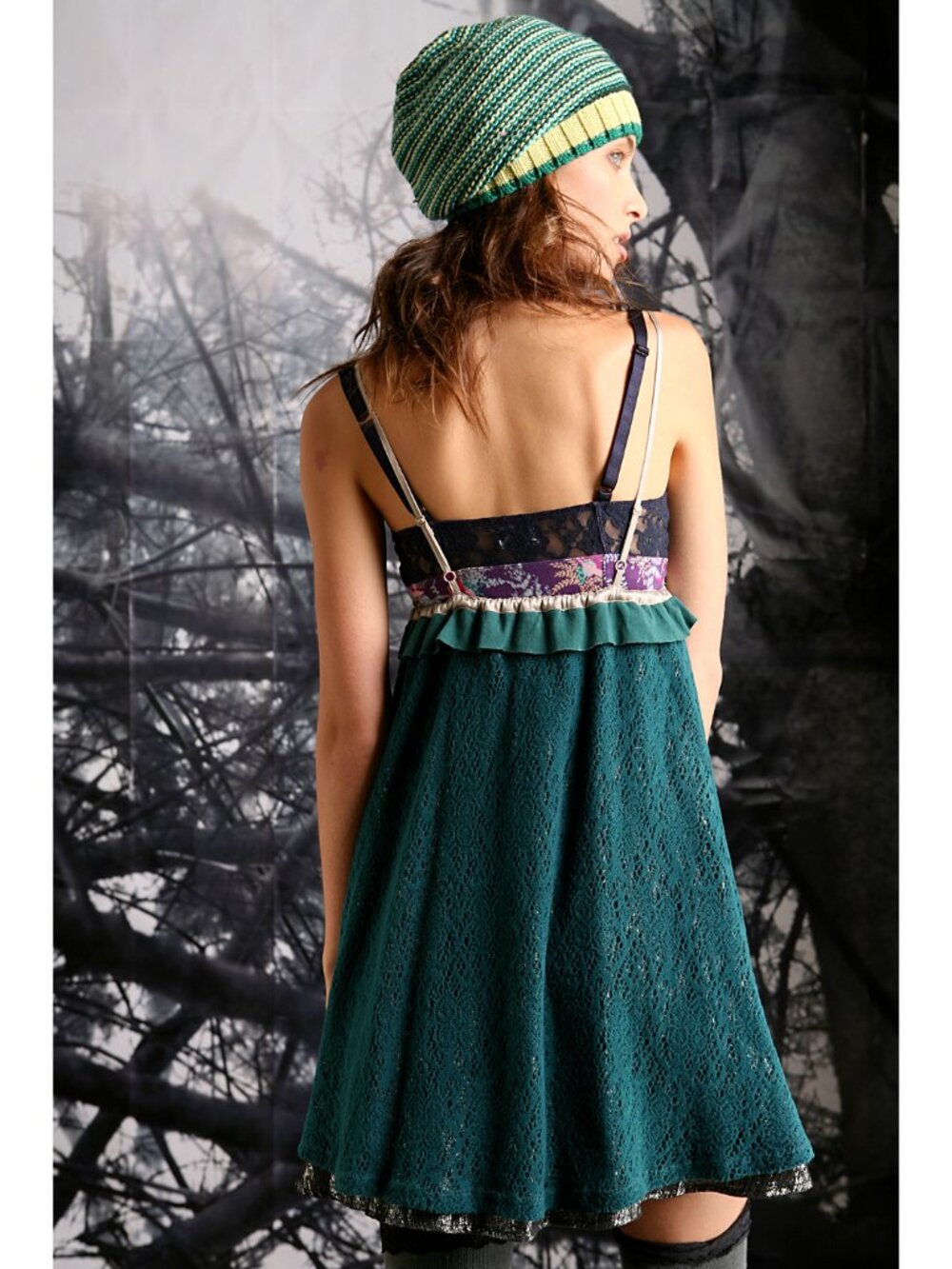 Free People Lace Canopy Dress in Dark Teal - sz 10 - Picture 3 of 15